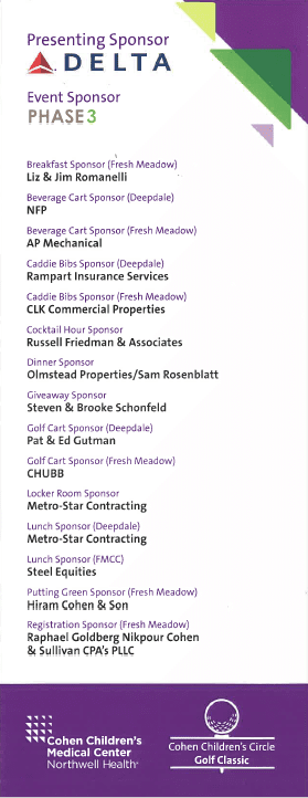 Presenting Sponsor DELTA pamphlet